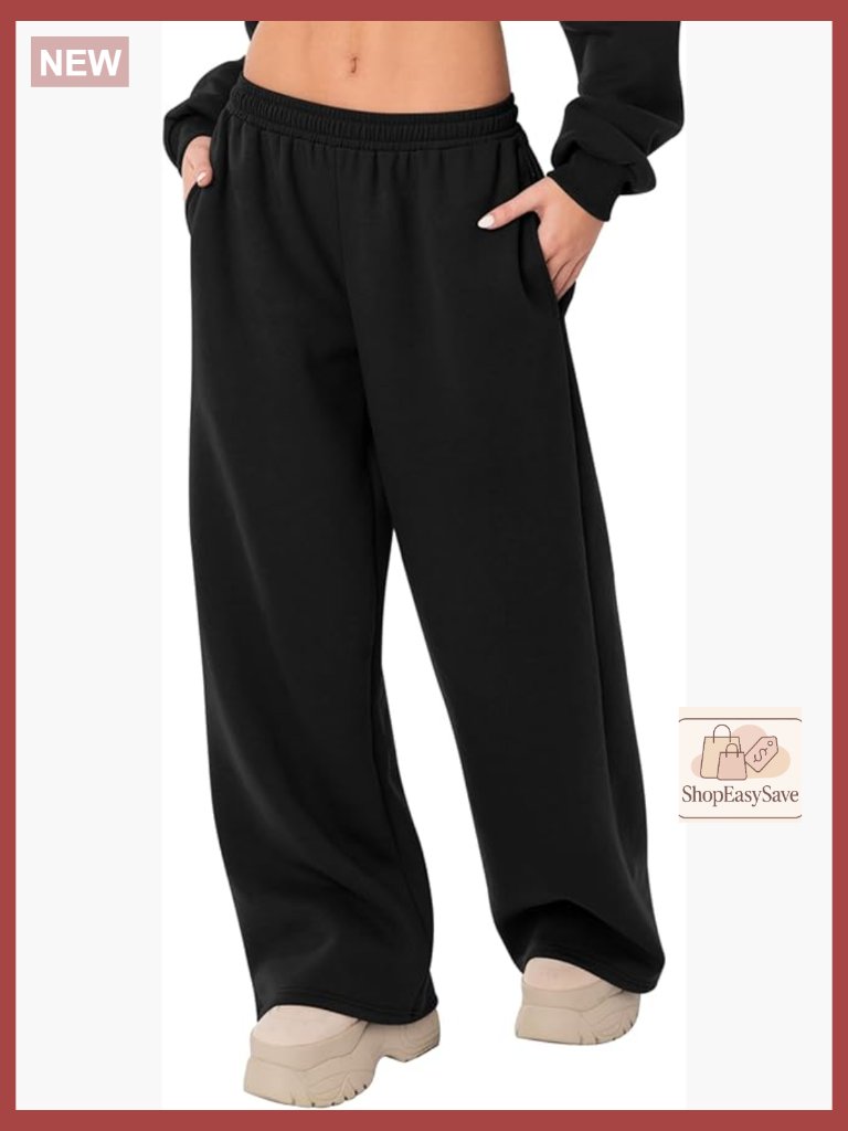Wide Leg Sweatpants Fleece Jogger Baggy Low Rise Lounge Pants With Pockets